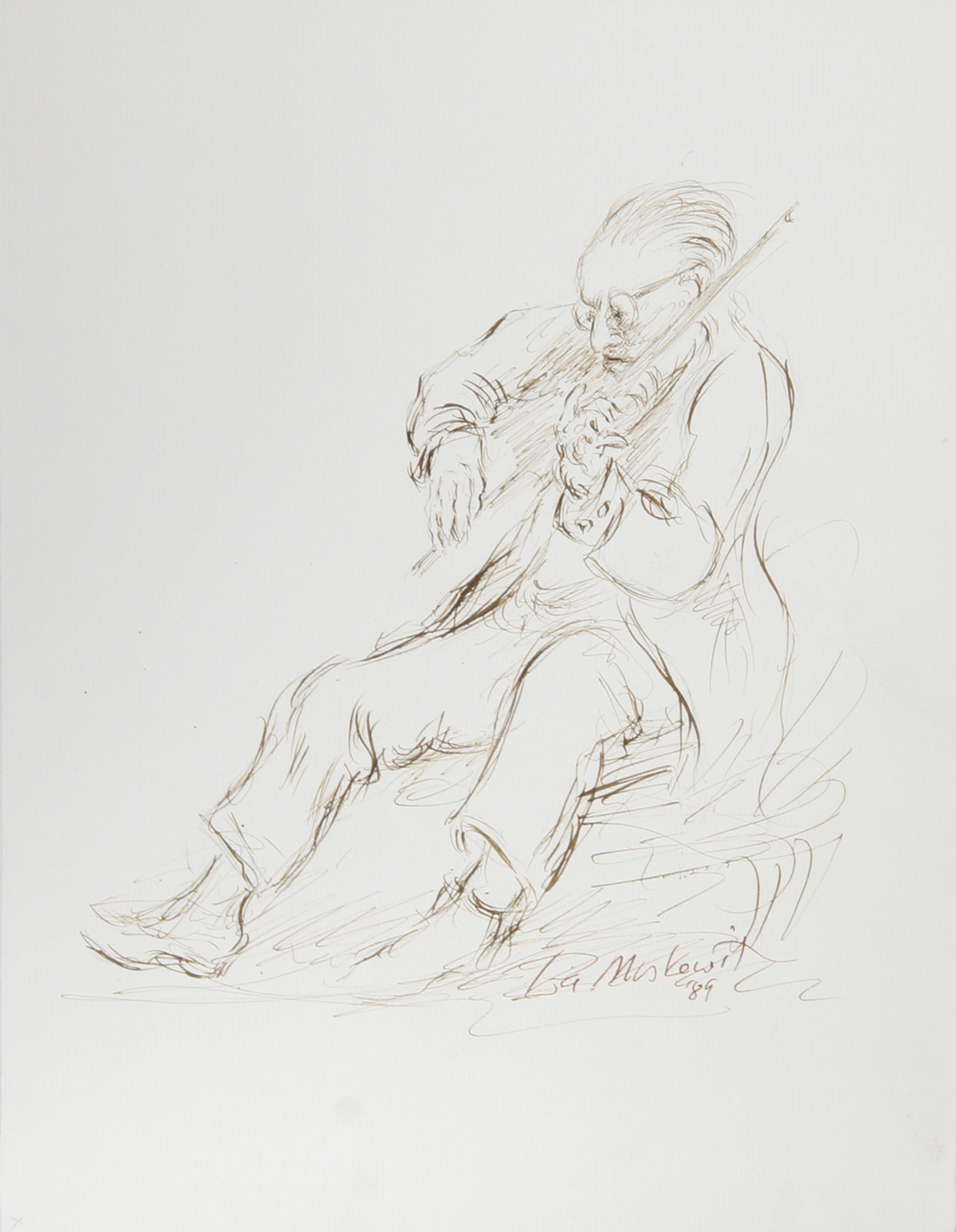 Fiddler - X, Modern Ink on Paper by Ira Moskowitz
