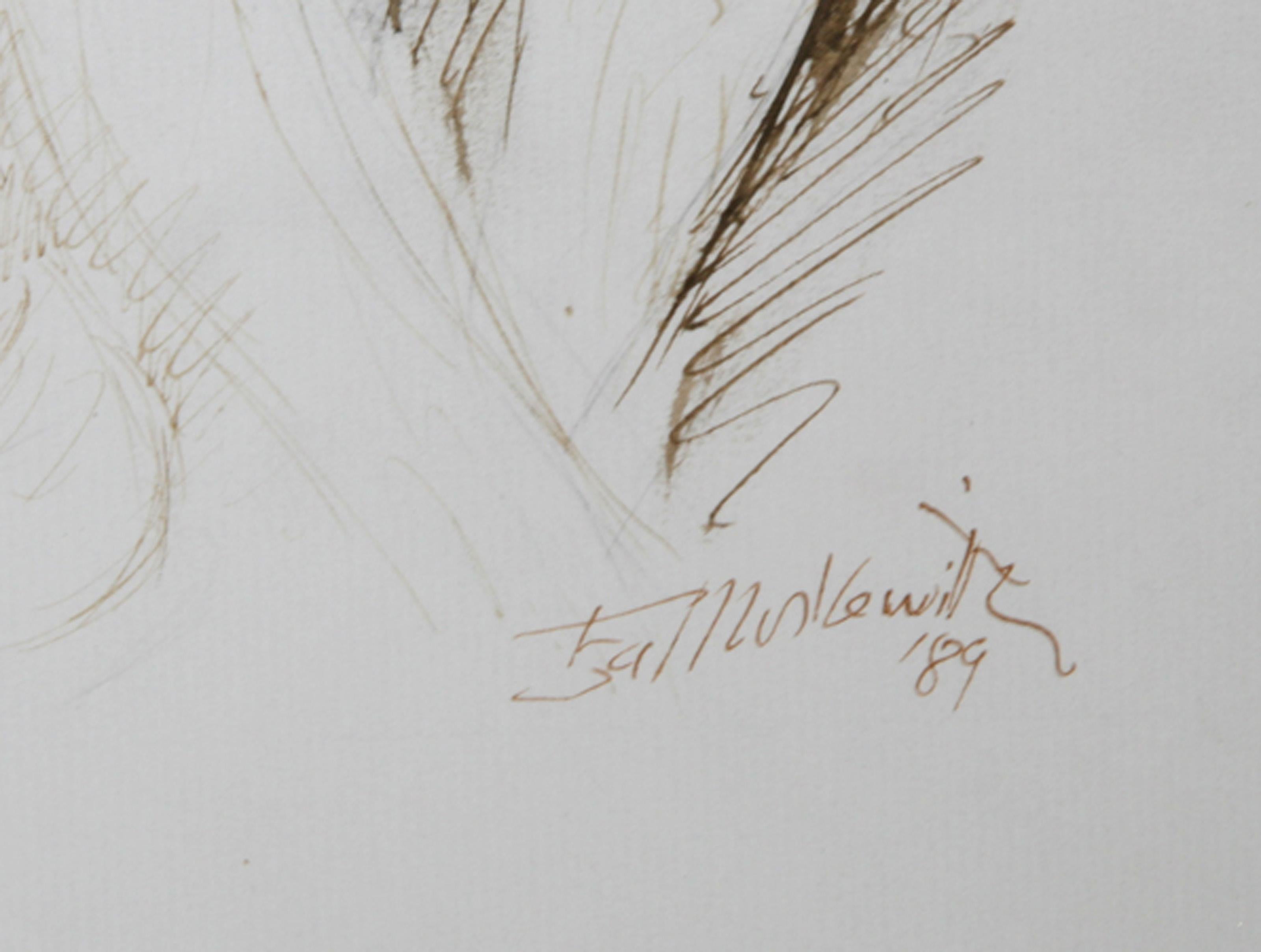 Matrimonio - II, inchiostro moderno e pastello su carta di Ira Moskowitz in vendita 1