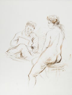 Modèle d'artiste et nu - XV, encre moderne sur papier d'Ira Moskowitz
