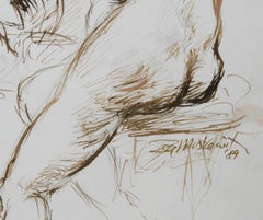 Artist and Nude Model - XV, Modern Ink on Paper by Ira Moskowitz