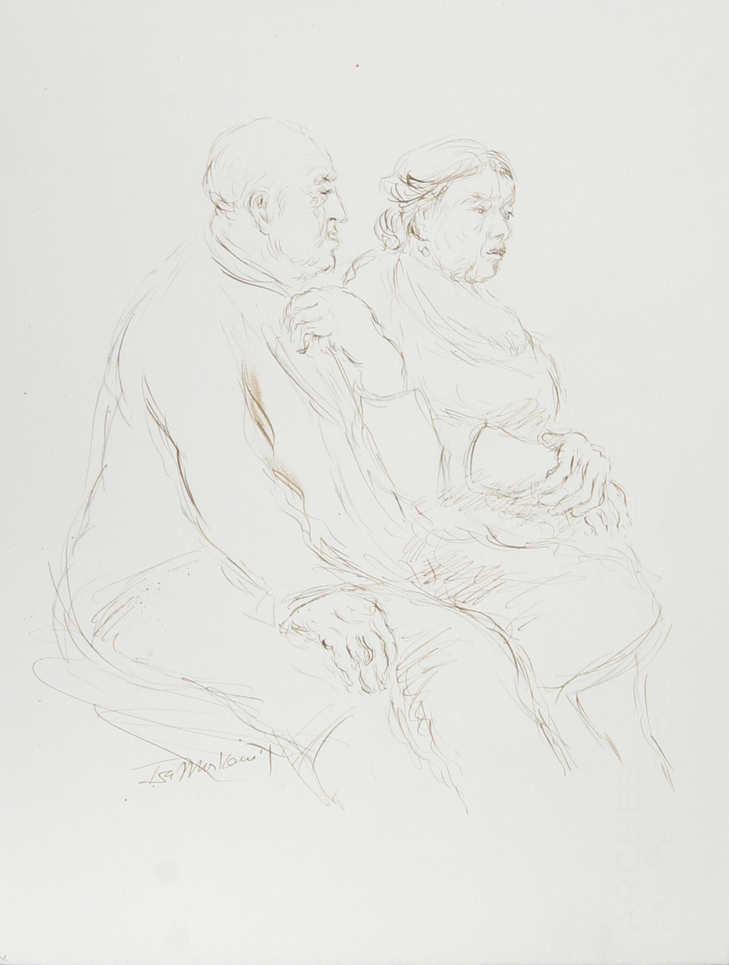 Couple - II, Modern Ink on Paper by Ira Moskowitz