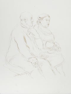Couple - II, encre moderne sur papier d'Ira Moskowitz