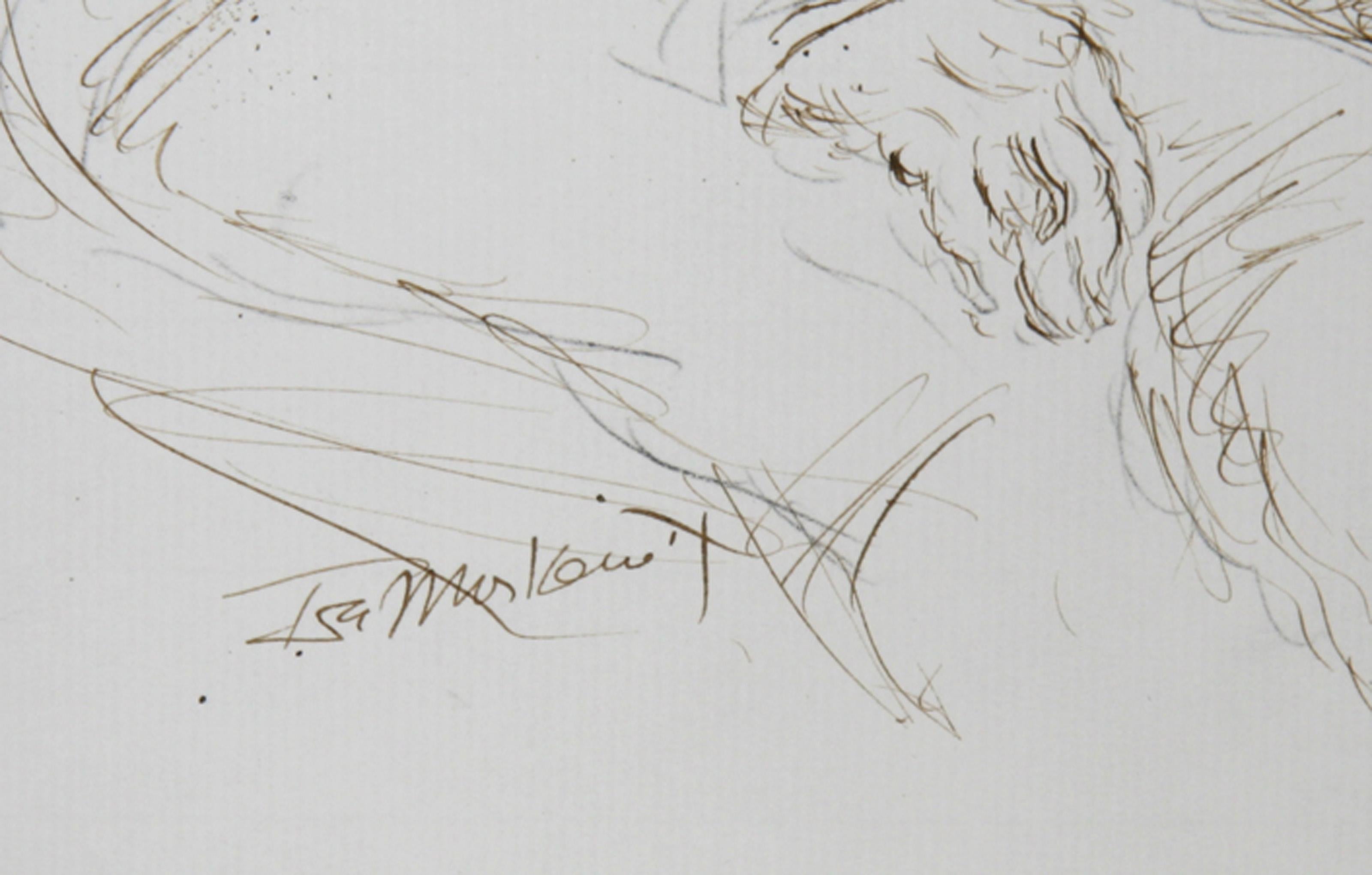 Couple - II, Modern Ink on Paper by Ira Moskowitz For Sale 1