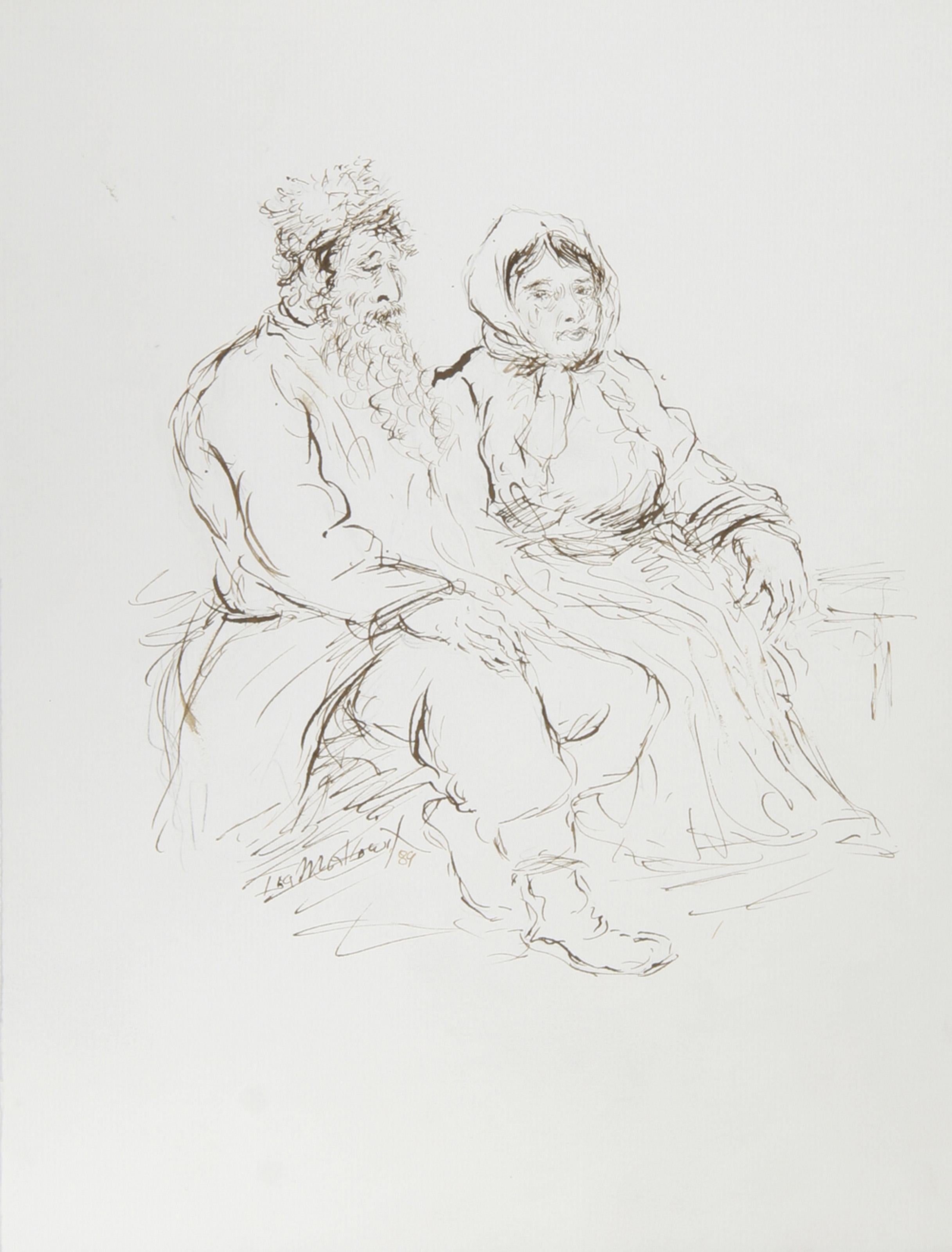 Couple - III, Modern Ink on Paper by Ira Moskowitz