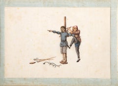 Scena di tortura, Gouache d'arte popolare di un artista sconosciuto