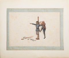 Torture Scene, Folk Art Gouache by Unknown Artist