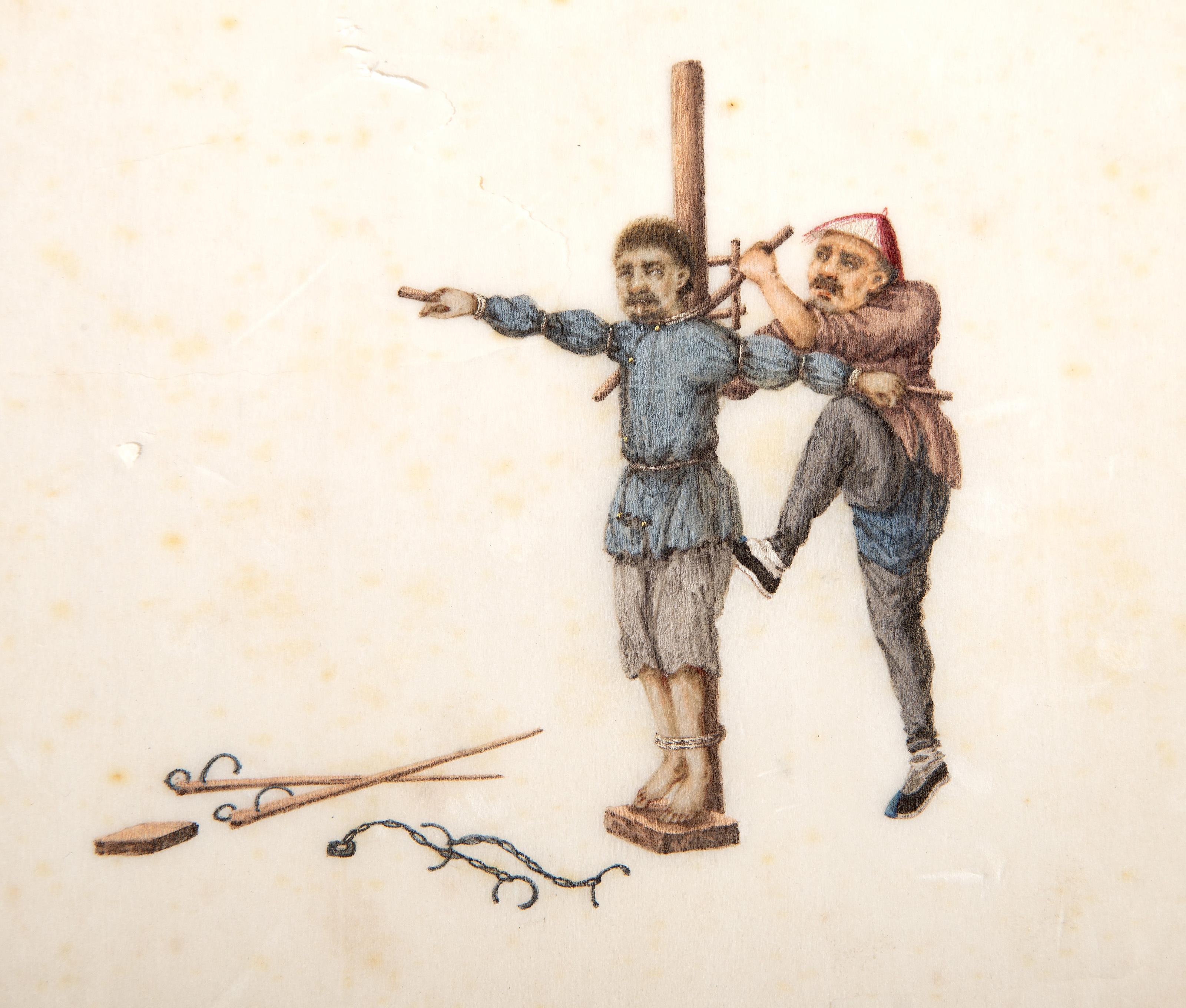 Escena de Tortura, Gouache de Arte Popular por Artista Desconocido en venta 1