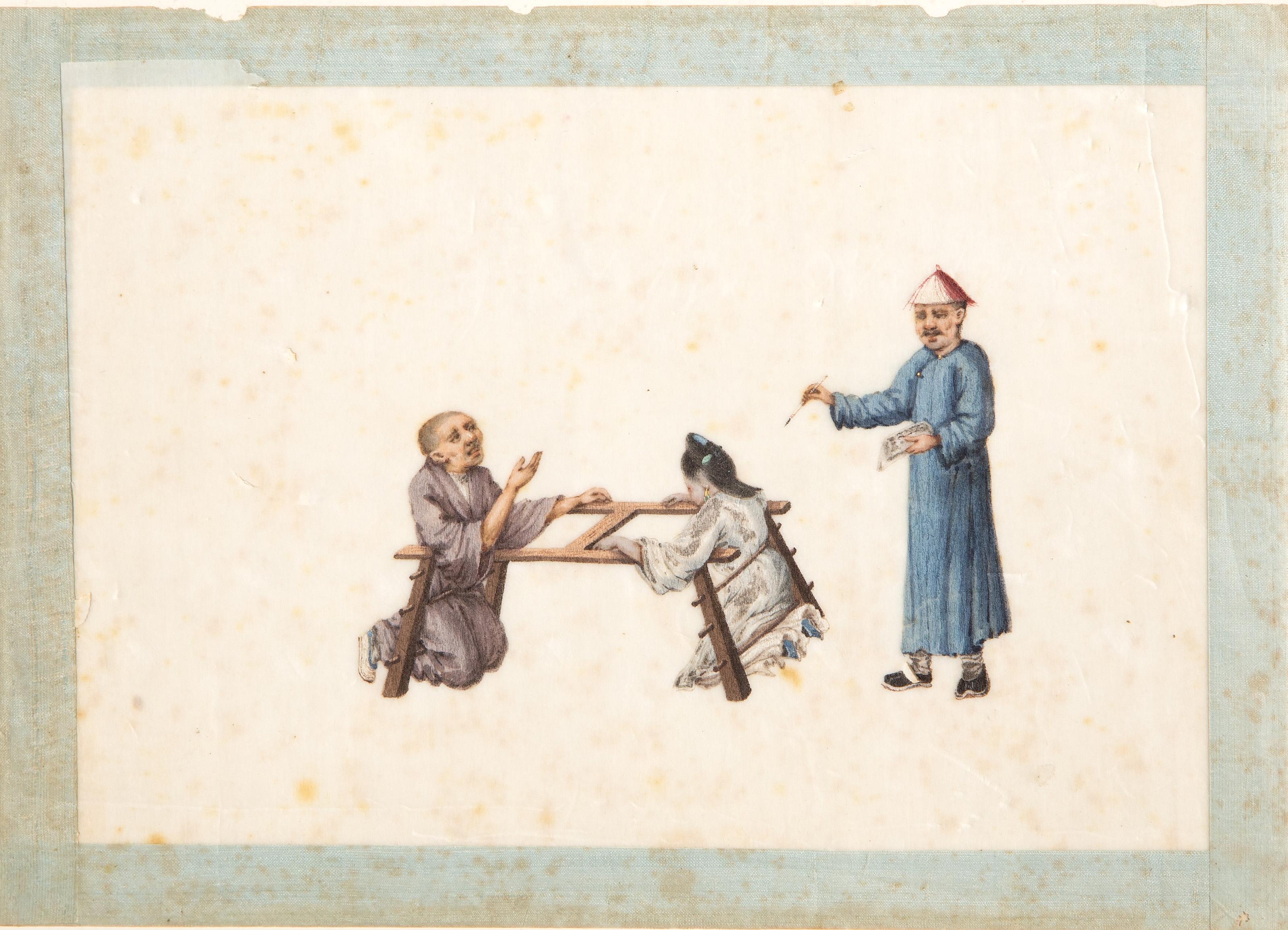  Unbekannter Künstler -  Folter-Szene II, Medium: Gouache auf dünnem Büttenpapier, Bildgröße: 3.25 x 5 inches, Größe: 6 x 8.75 in. (15.24 x 22.23 cm) 

