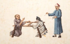Torture Scene II, Folk Art Gouache on paper by Unknown Artist