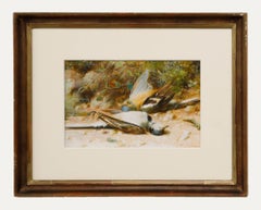 William Cruikshank (1848-1922) - Acuarela del siglo XIX, Lavanderas amarillas