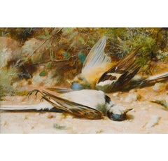 William Cruikshank (1848-1922) - Aquarelle du XIXe siècle, Bergeronnettes jaunes