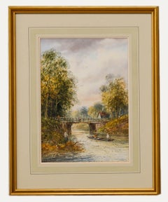 Lennard Lewis RA (1826-1913) - Watercolour, River Scene with Figures Boating