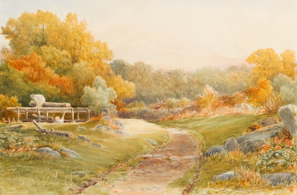 N.H. - Acquerello di fine Ottocento, Sentiero d'autunno - Art di Unknown