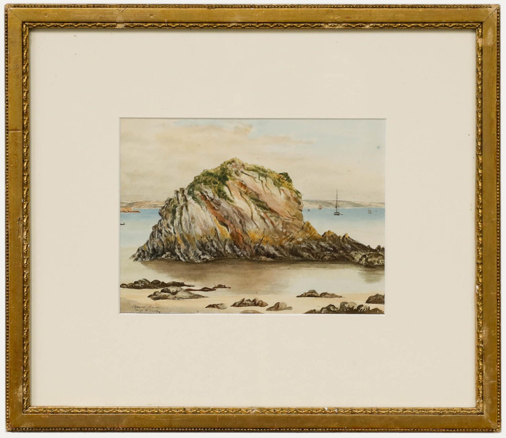 Figurative Art Unknown - Aquarelle du Goscar Rock, Tenby, 1835