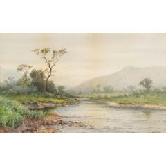 George Barker (1858-1911) - Framed Watercolour, Valley Landscape