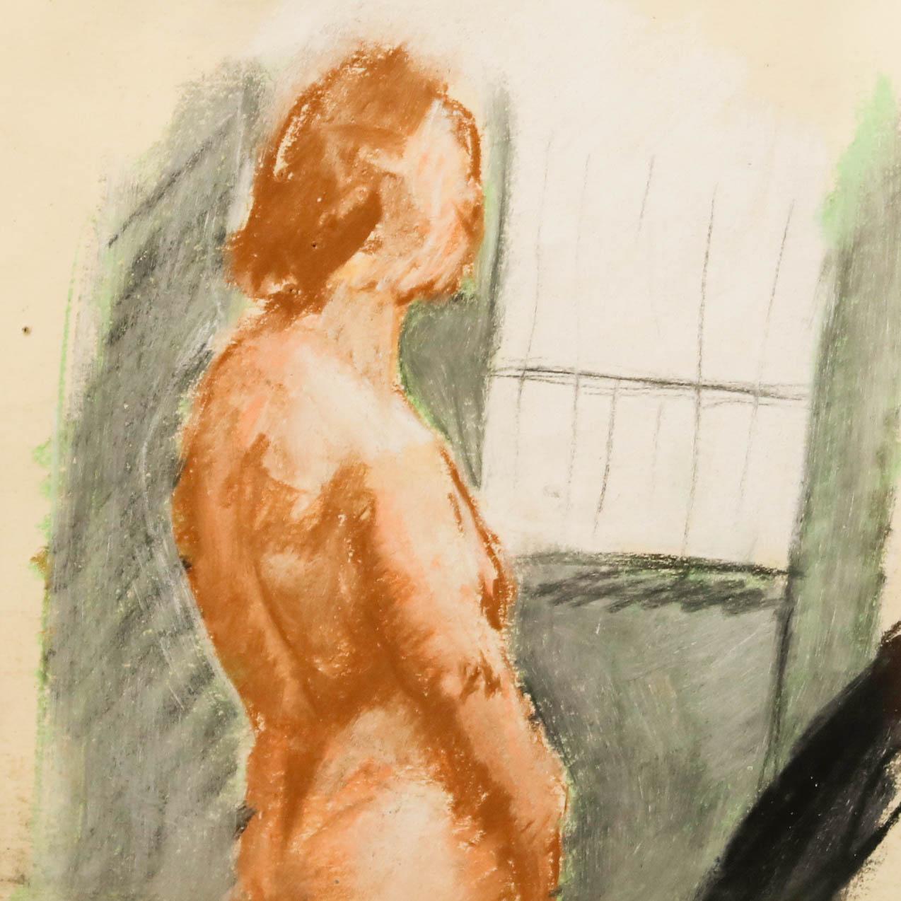 Paul Lucien Maze (1887-1979) - Gerahmtes Pastell aus der Mitte des 20. Jahrhunderts, Stehender Akt im Angebot 3