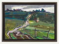Siglo XX Gouache - A través de los campos