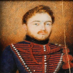 19th Century Watercolour - Gentleman in Cavalry Uniform
