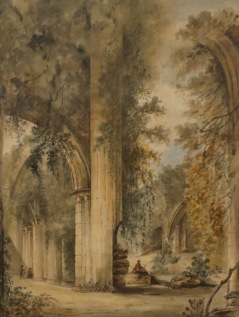 Francis Love  - 1801 Watercolour, The Abbey Ruins - Art by Unknown