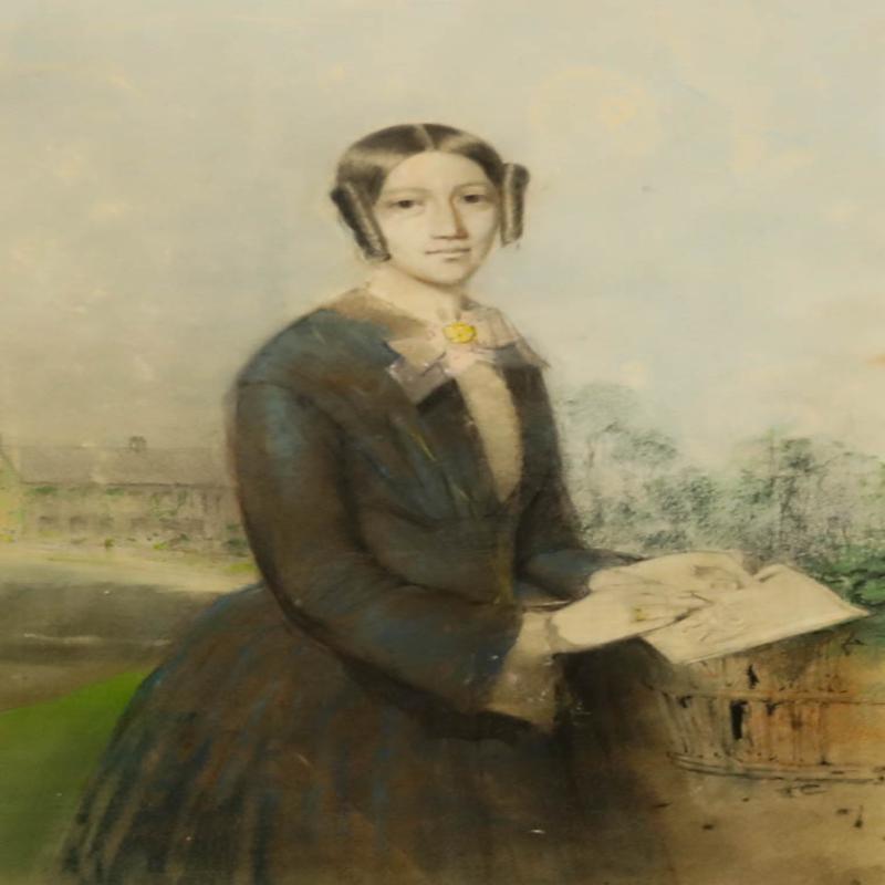 Pastello del XIX secolo - Ritratto di Lizzie Ornsby - Art di Unknown