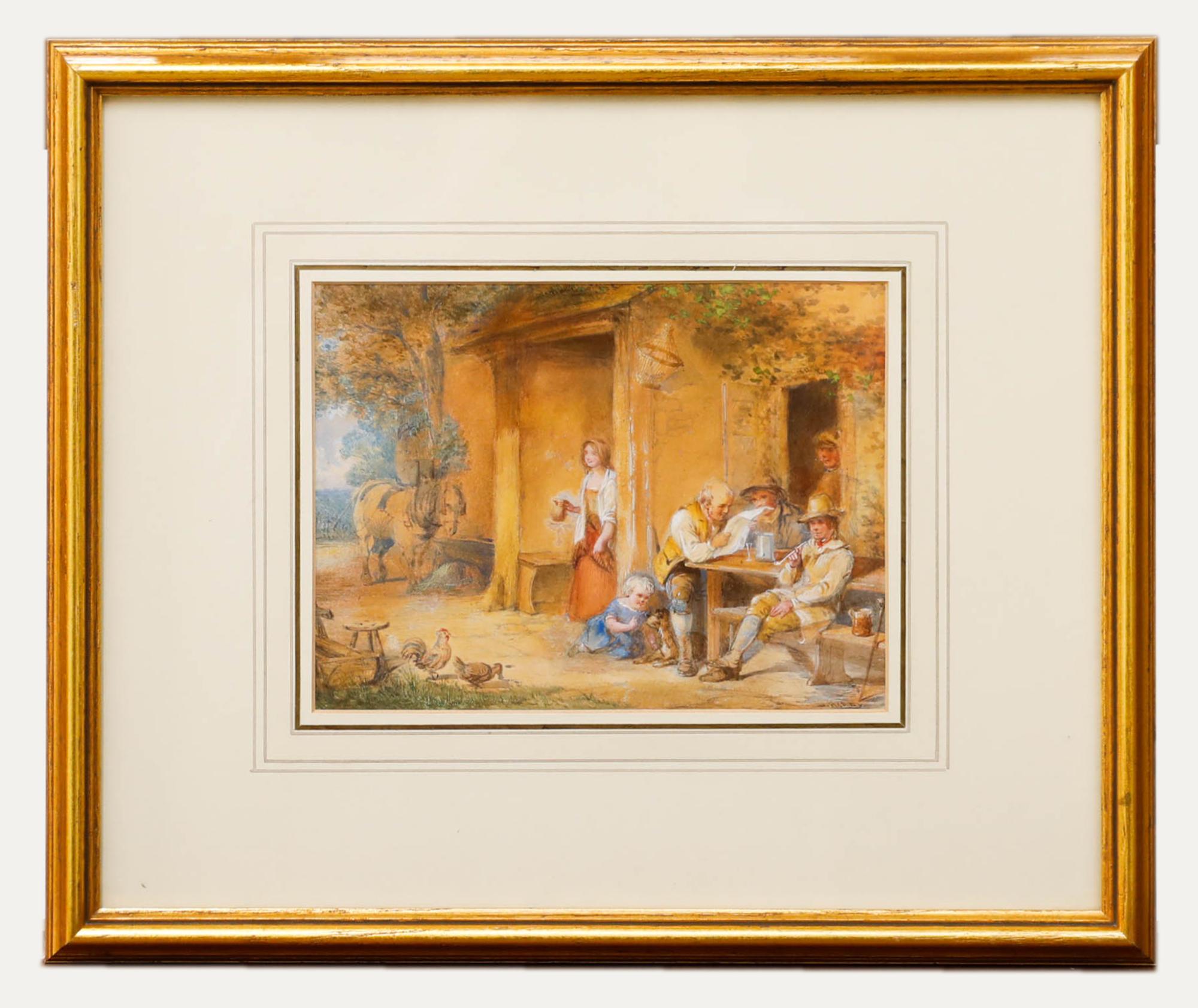Unknown Figurative Art - David Hardy (ex.1855-1870)  - 19th Century Watercolour, Summer Evening