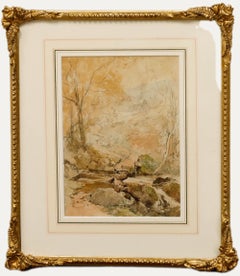 Early 19th Century Graphite Drawing - Woodland Stream