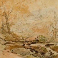 Early 19th Century Graphite Drawing - Woodland Stream