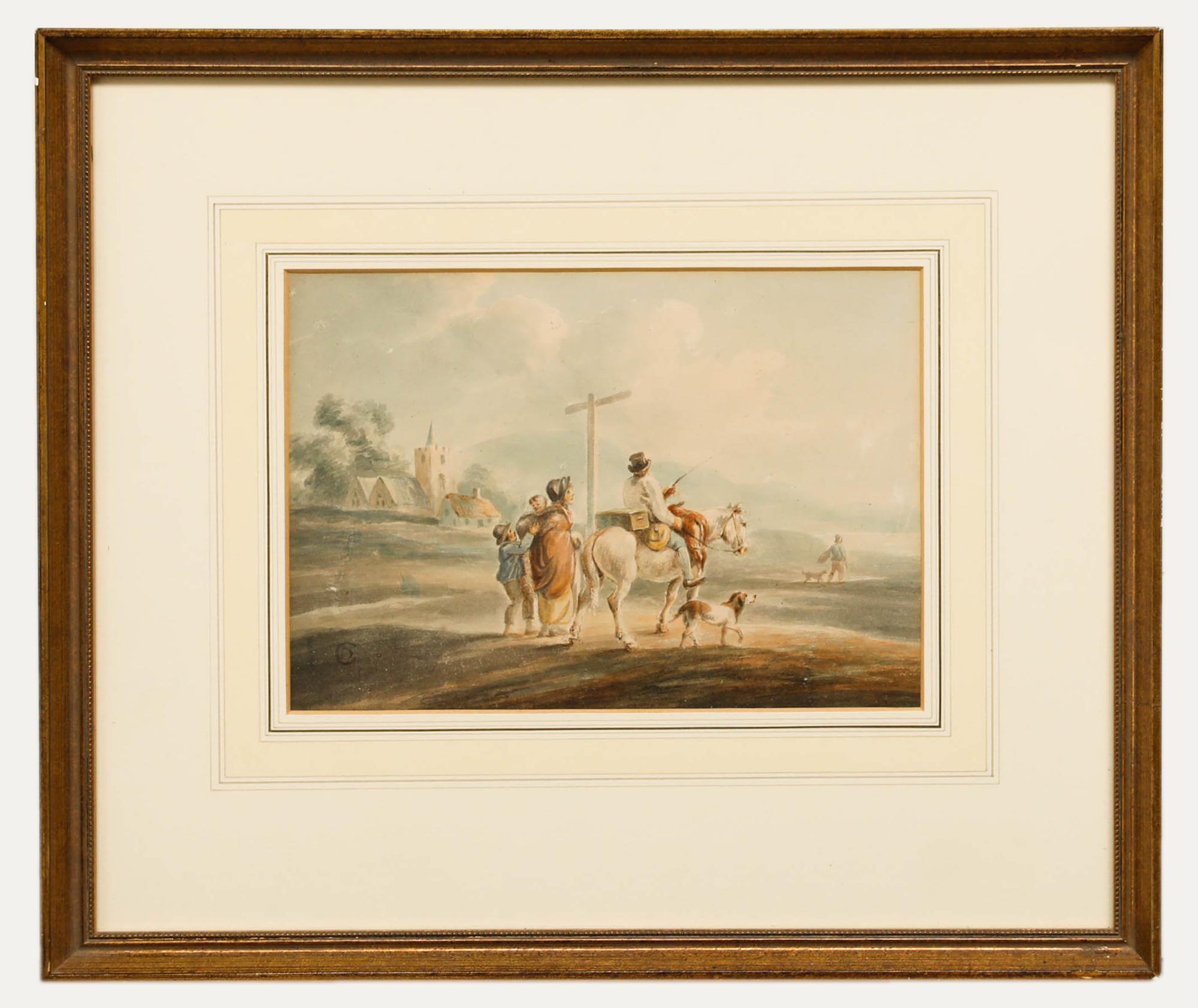 Unknown Figurative Art - Manner of Peter le Cave  - 19th Century Watercolour, The Road To London