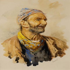 Gianni - Framed Italian School 20th Century Watercolour, Portrait of a Man