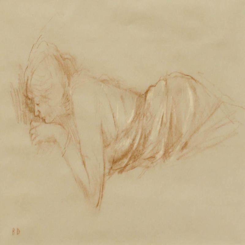Bernard Dunstan RA RWA (1920-2017) - Gerahmtes Pastell, Ruhen in den Laken im Angebot 1