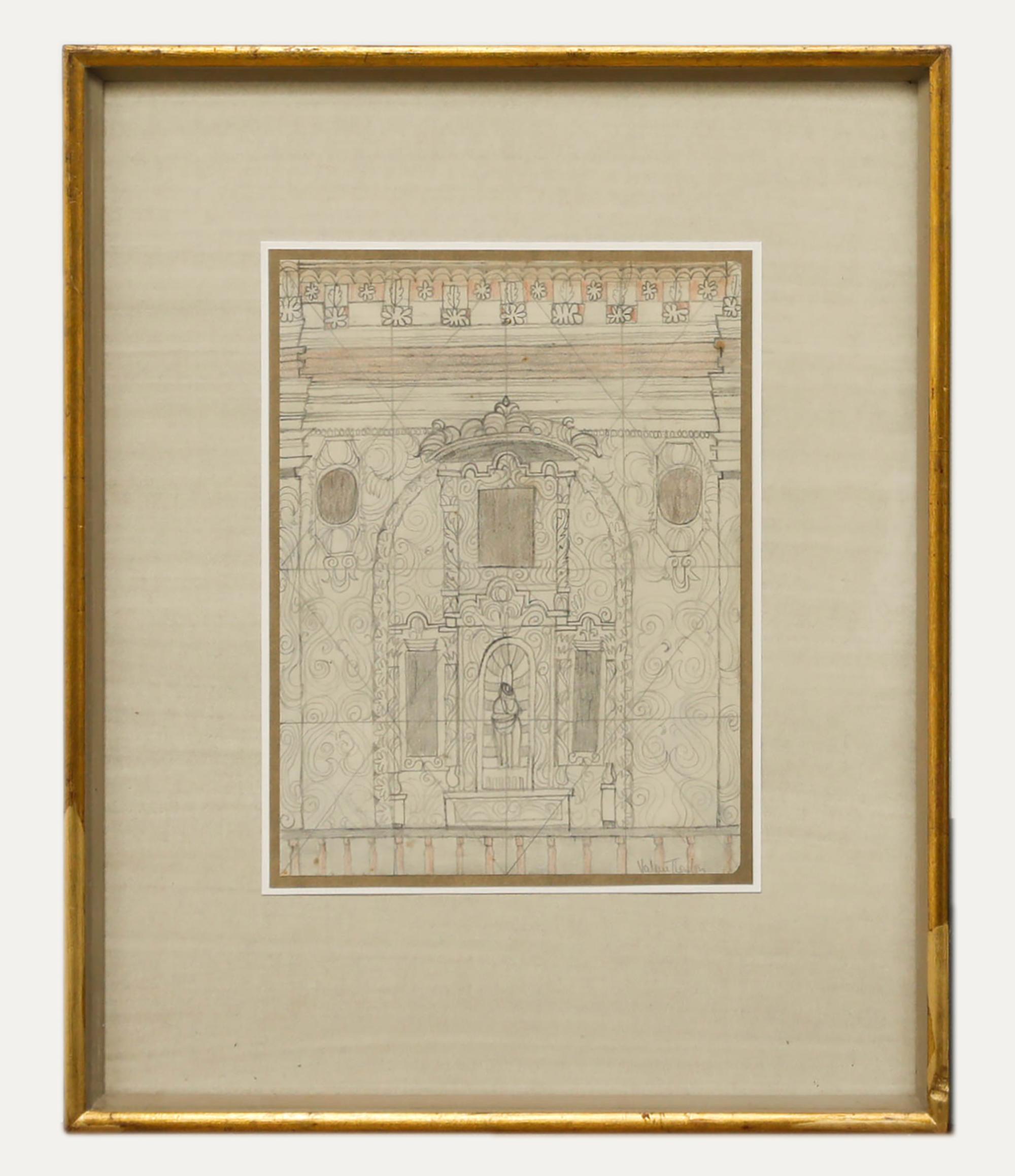 Valerie Thornton (1931-1991) - Graphitzeichnung des 20. Jahrhunderts, mexikanisches Fakat