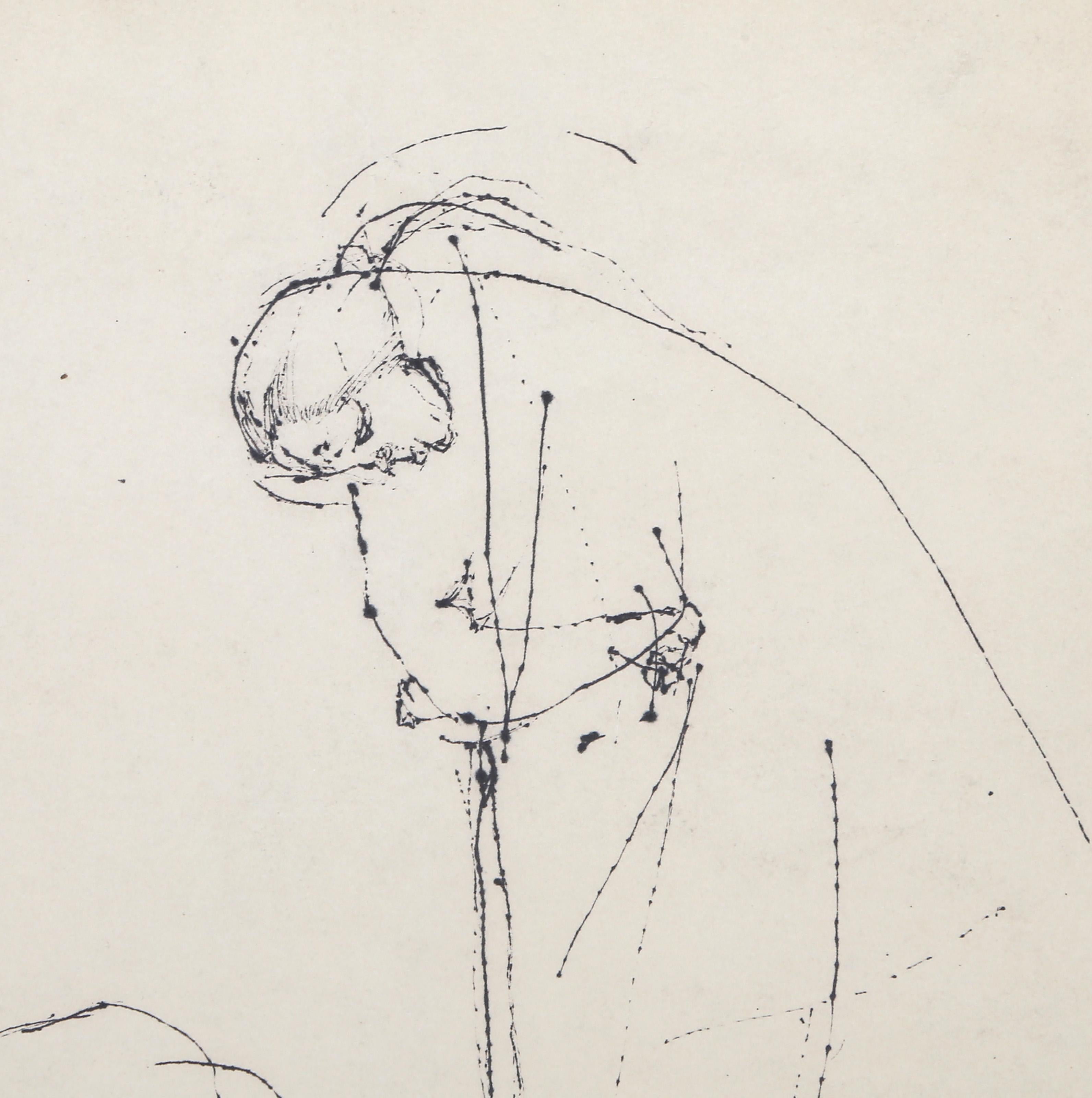 Deux femmes, dessin à l'encre moderne de Nan Hoover en vente 1