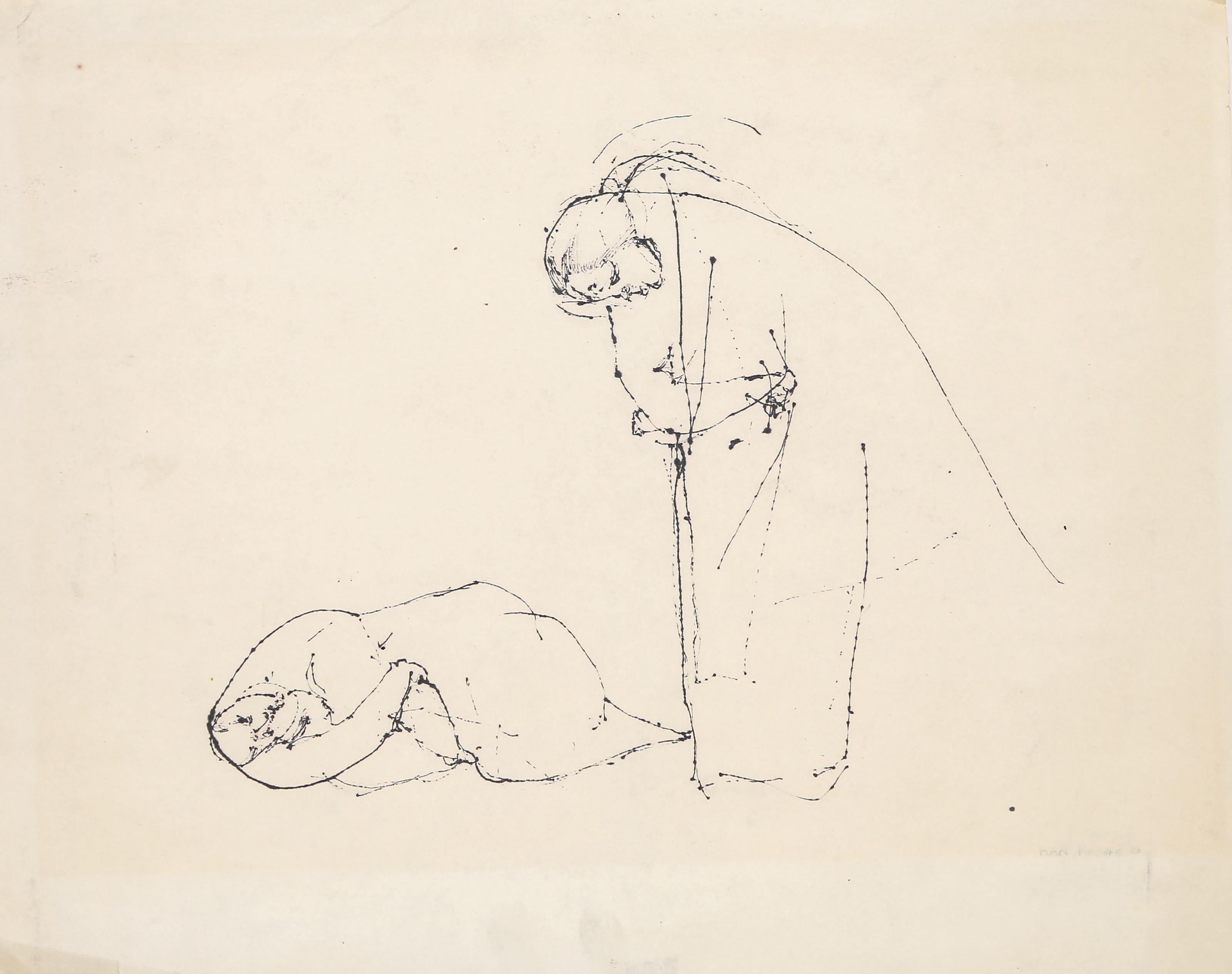 Deux femmes, dessin à l'encre moderne de Nan Hoover en vente 3