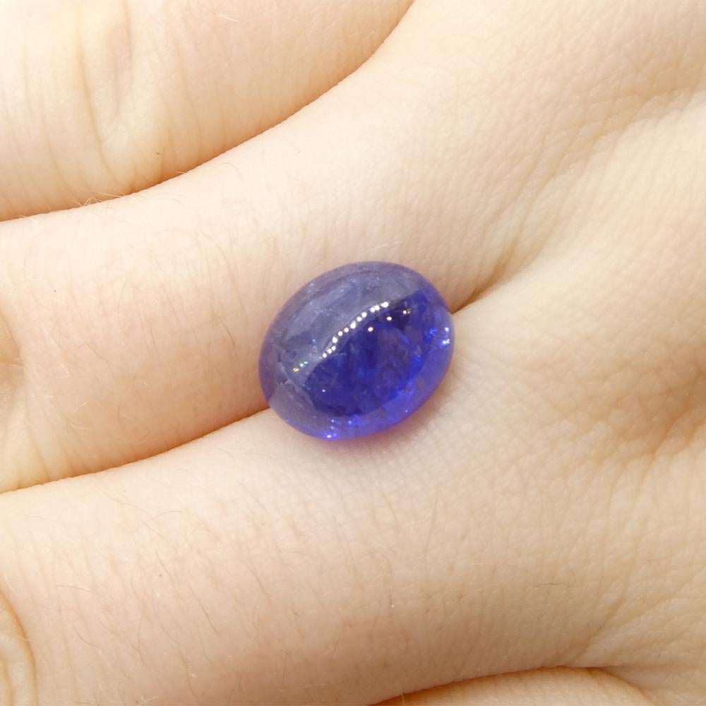 5.68ct Oval Sugarloaf Double Cabochon Violet Blue Tanzanite from Tanzania For Sale 7