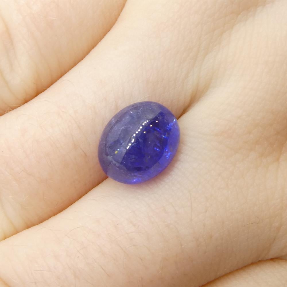 5.68ct Oval Sugarloaf Double Cabochon Violet Blue Tanzanite from Tanzania For Sale 8