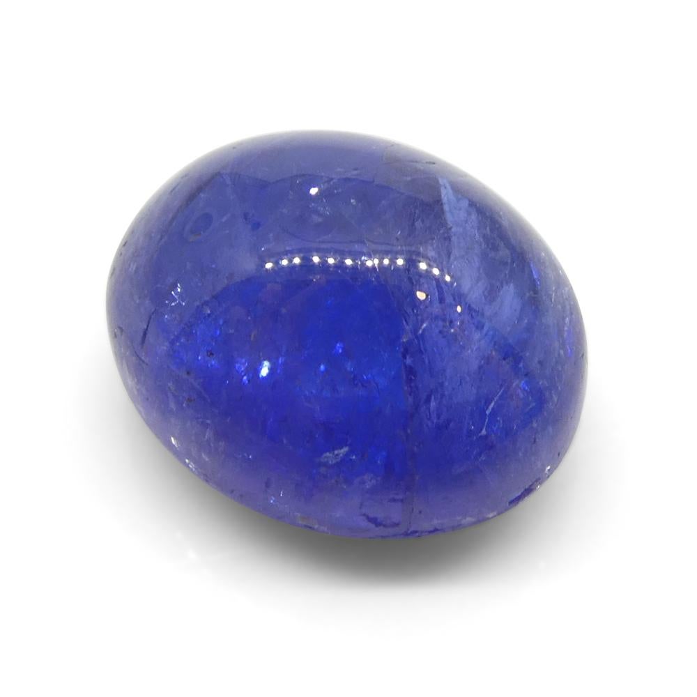 5.68ct Oval Sugarloaf Double Cabochon Violet Blue Tanzanite from Tanzania For Sale 2