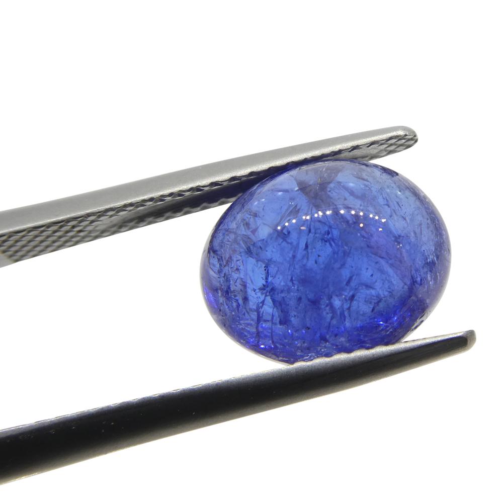 5.68ct Oval Sugarloaf Double Cabochon Violet Blue Tanzanite from Tanzania For Sale 3