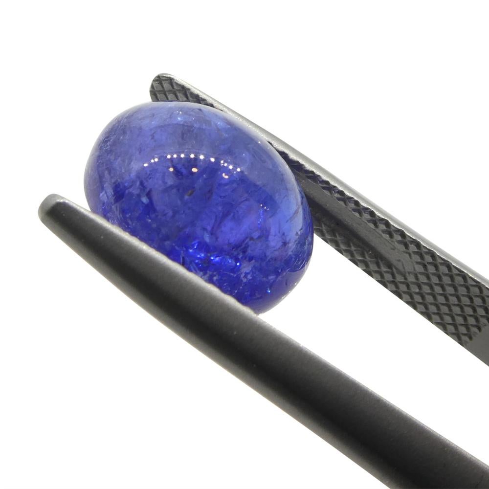 5.68ct Oval Sugarloaf Double Cabochon Violet Blue Tanzanite from Tanzania For Sale 4