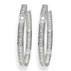 5.69 Carat Baguette Diamond White Gold Earrings