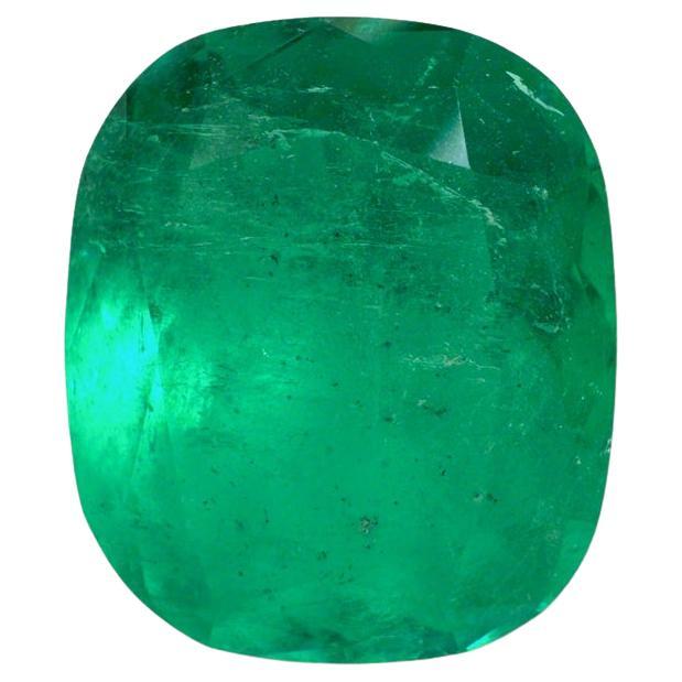 5.69 Carat Bluish Green Colombian Emerald - Chivor Cushion Cut Genuine Gem
