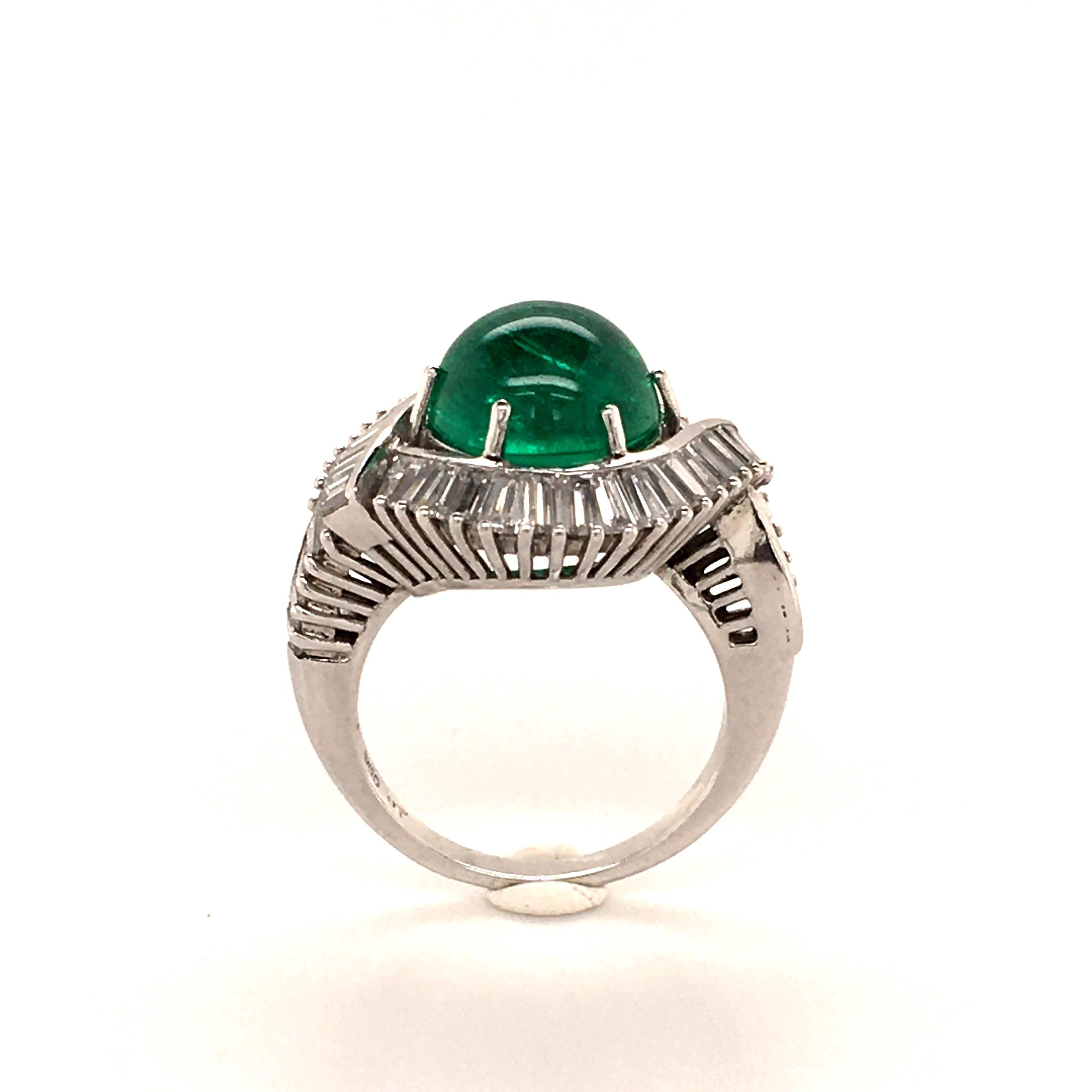 5.69 Carat Colombian Emerald and Diamond Ring in Platinum 950 For Sale 1