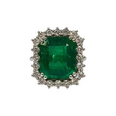 5.69 Carat Emerald Halo Ring