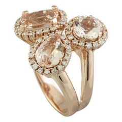 5.69 Carat Natural Morganite 14 Karat Solid Rose Gold Diamond Ring