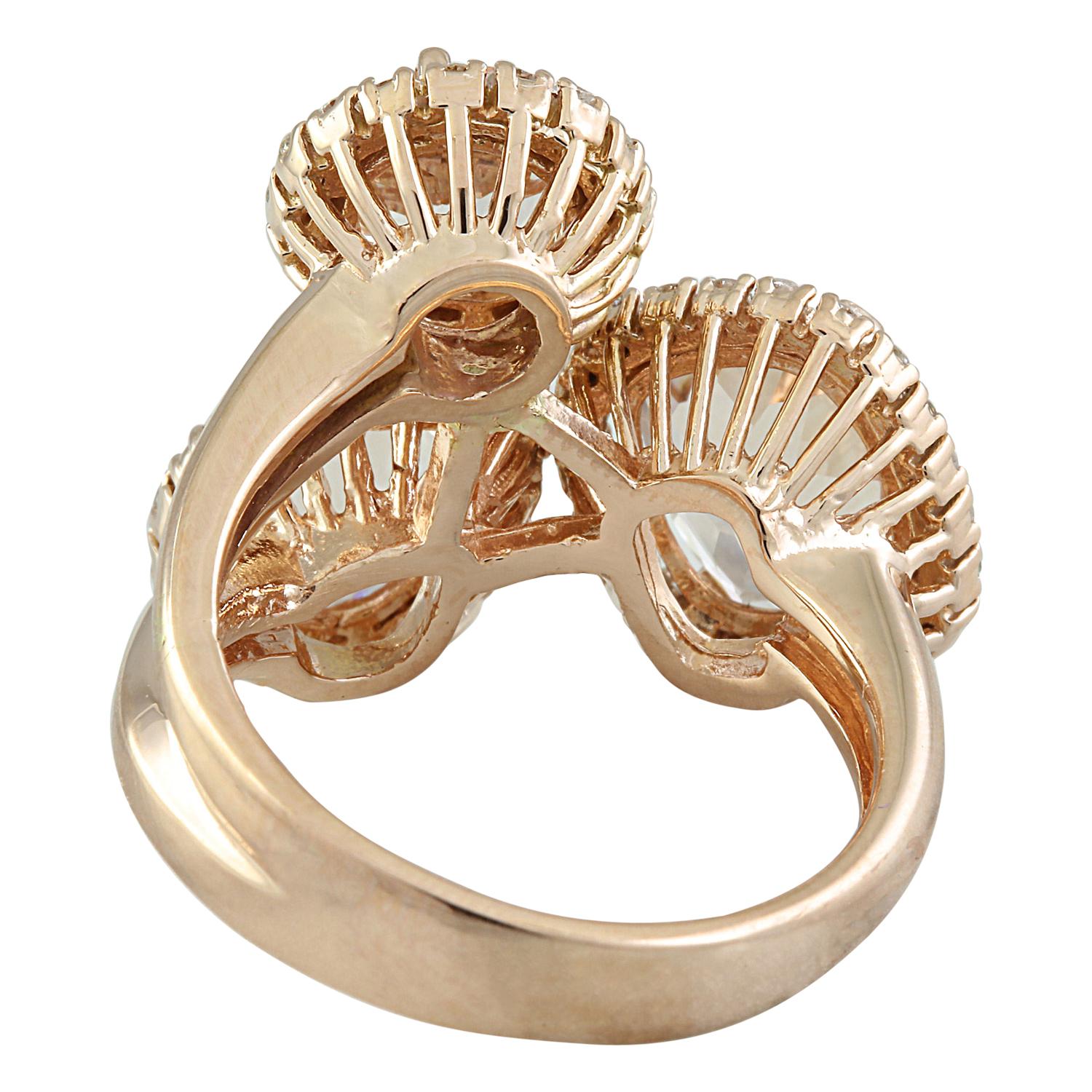 Cushion Cut 5.69 Carat Natural Morganite 14 Karat Solid Rose Gold Diamond Ring For Sale