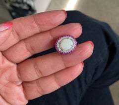 5,69 Karat Opal Pink Saphir Diamant Weißgold Ohrringe