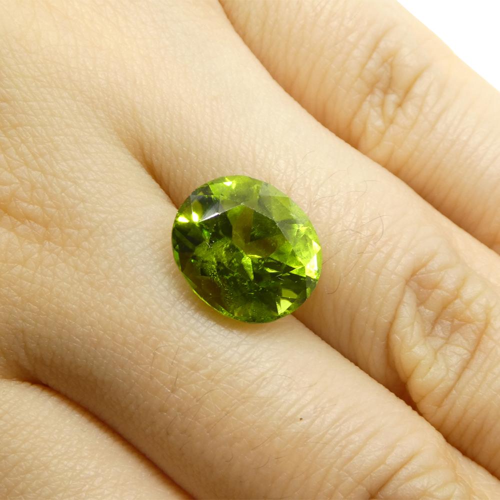 Oval Cut 5.69ct Oval Yellowish Green Peridot For Sale