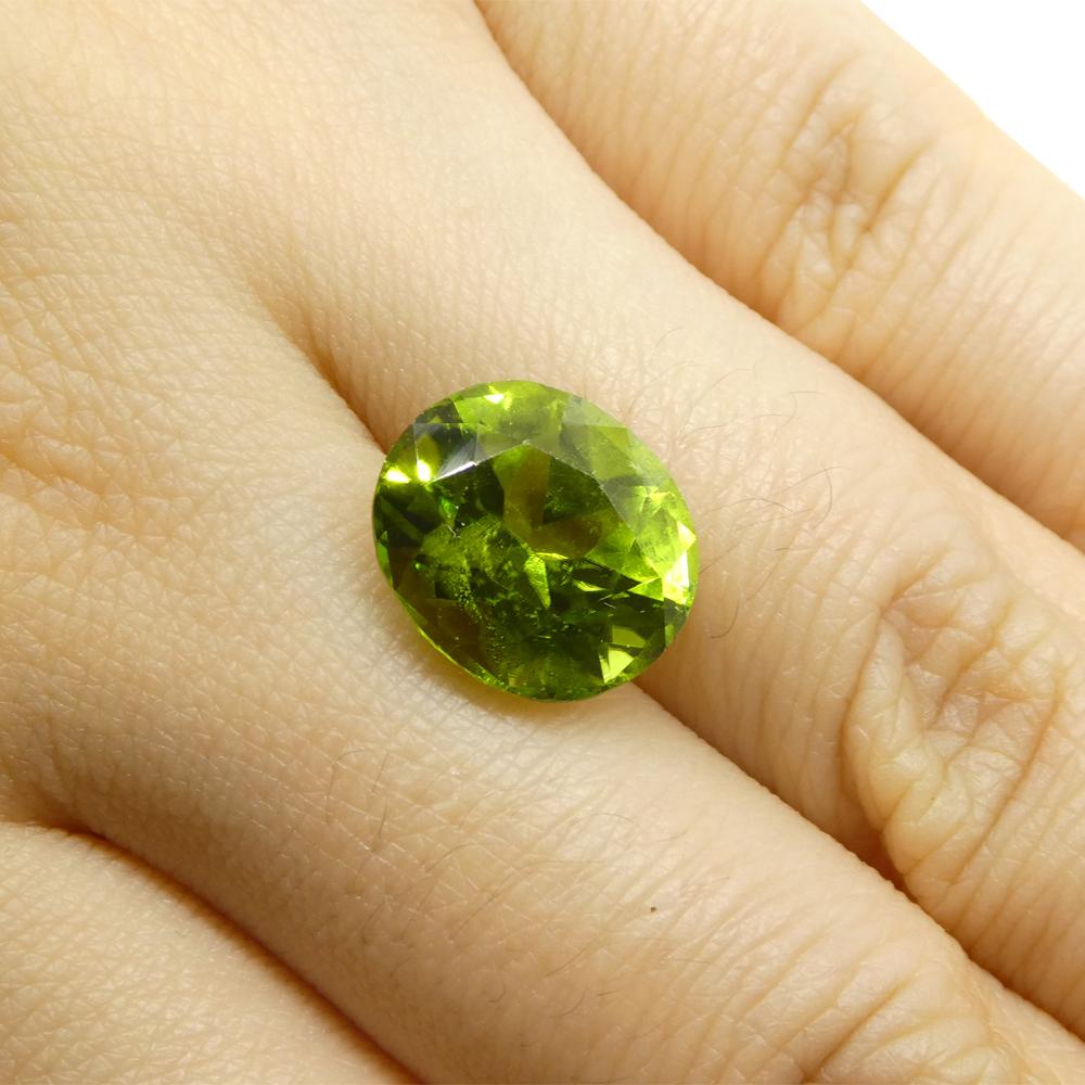 Oval Cut 5.69ct Oval Yellowish Green Peridot from Sapat Gali, Pakistan For Sale