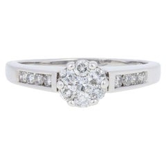 .56ctw Round Brilliant Diamond Engagement Ring, 14k Gold Cathedral Cluster Halo