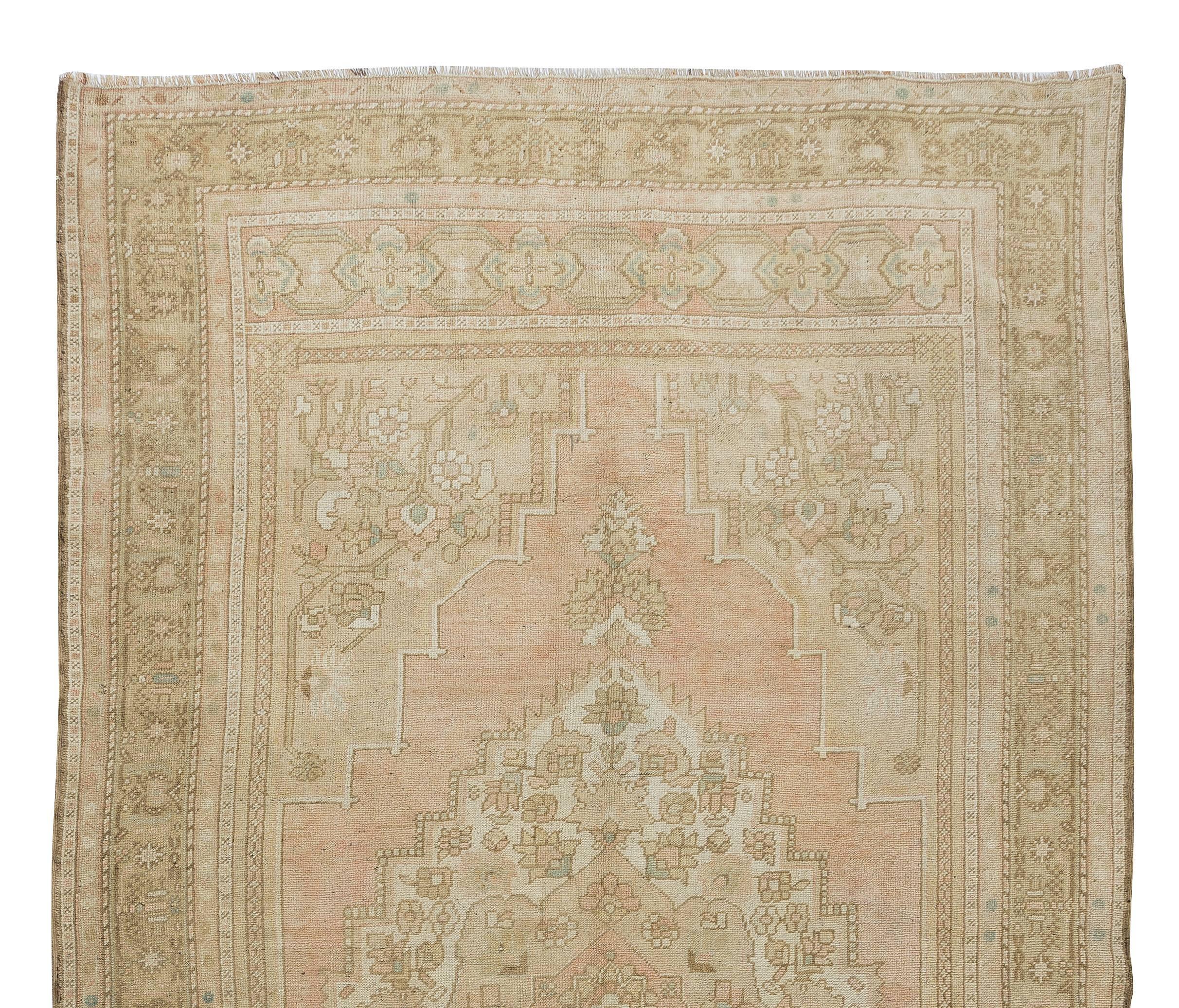 Hand-Knotted 5.6x10 Ft Vintage Unique Handmade Anatolian Oriental Wool Rug with Tribal Style For Sale