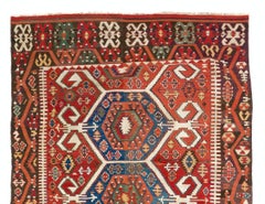 Tapis Kilim antique d'Anatolie Konya à tissage plat de 5,6 x 1,35 m, vers 1880